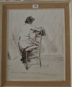 A framed study of female on chair signed Franklin White, frame 50 x60cm, image 38 x 48cm