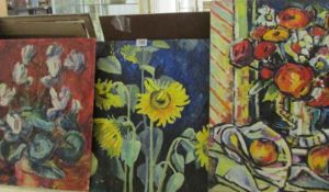 3 oil on board floral studies from the school of Franklin White, various sizes