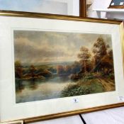 A framed and glazed watercolour 'By the Arun, Sussex' bearing the signature H Lawes, overall 72 x