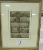 A 19th century framed and glazed collage of Baxter miniatures including Crystal Palace, overall 24 x