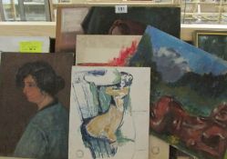 10 female study paintings from the school of Franklin White, Various sizes