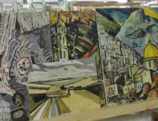 4 oil on board abstract paintings from the school of Franklin White