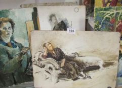 5 unframed oils on board from the studio of Franklin White