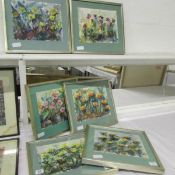 6 framed and glazed floral watercolours signed Robert Watts