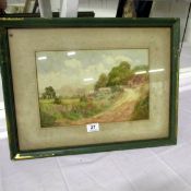 A framed and glazed watercolour 'Gordano Valley' initialled A. E. P., some foxing, frame 54 x 42 cm,