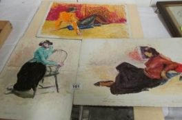 3 oil on board female studies signed Franklin White and dated 1965/66/67