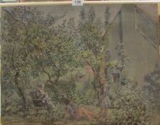 An oil on canvas 'In Clovelly Garden' by Marjorie Hoare, 56 x 43cm