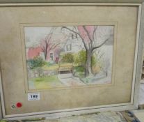 A framed and glazed watercolour signed Vowtte '86
