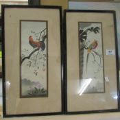 A pair of framed and glazed Chinese bird pictures