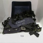 A quantity of navy cap bands, belts, etc