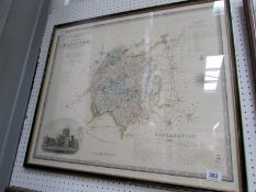 A framed map of Herefordshire, 1831, glass a/f