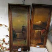 A pair of oil on card North American coastal scenes