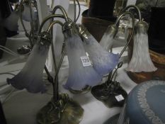 2 'Lily' table lamps with glass shades