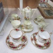 12 pieces of Royal Albert 'Crocus' Pattern and 2 Old Country Roses trios