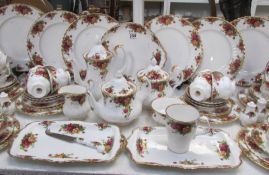72 pieces of Royal Albert Old Country roses, 1 teapot lid a/f