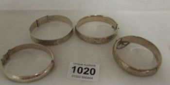 4 silver bangles, 70gms