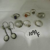A mixed lot of silver items and a 9ct gold ring (HM rubbed)