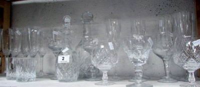 A mixed lot of glasses, decanters etc