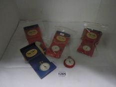 5 vintage Time Teller toy pocket watches (4 boxed)