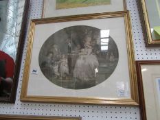 A framed and glazed print of Lincoln Cathedral and framed and grazed tea party print