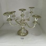 A silver plated candelabra