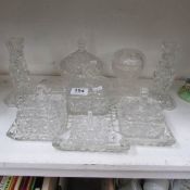 A 1950's glass dressing table set (9 Pieces)