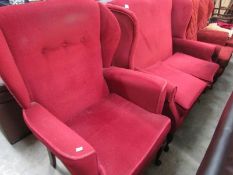 A 2 seat wing settee and arm chair