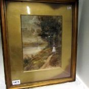 A framed and glazed watercolour of lady by B.W. Pyke