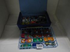 A Matchbox Superfast collector's mini case and 14 cars