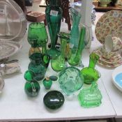 A quantity of assorted green glass