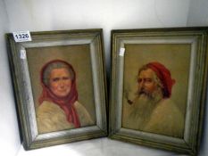 A pair of portraits man and woman