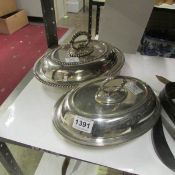 2 silver plated entrée' dishes
