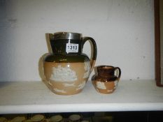 2 Royal Doulton jugs (1 with silver rim)