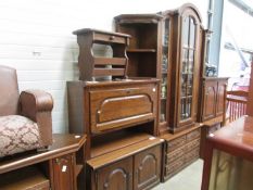 A large 9 piece oak living room unit