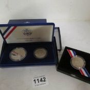 United States Liberty coins 1986 proof set and WW2 50th anniversary coin set