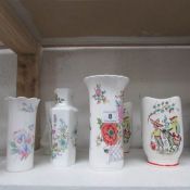 A piar of 1960's crown ducal vases and 4 others