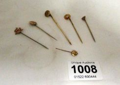 6 Edwardian stick pins