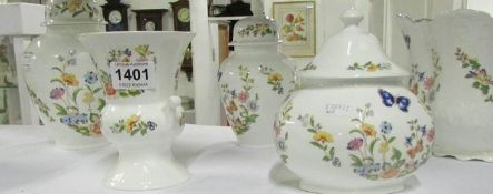 6 Aynsley items including jardeniere and lidded vases