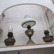 3 brass oil lamps