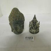 A bronze buddha and elephant God