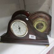 2 mantel clocks and a barometer