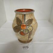 A Charlotte Rhead circular fruit ribbed vase by Ducal