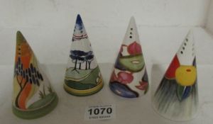 4 Clarice Cliff for Wedgwood sugar sifters including Delicia Citrus and Blue Firs