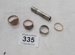 A scrap lot of gold rings and silver items