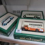 3 boxed Corgi buses