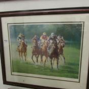 A racing print signed Peter Curling