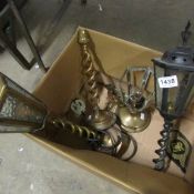 A quantity of brass lantern style table lamps