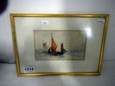 A framed and glazed watercolour of a fishing boat signed DD 1906