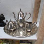 A silver plate tea and coffee set