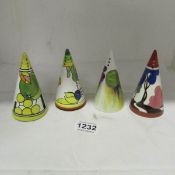 4 Clarice Cliff for Wedgwood sugar sifters including Cornwall and Autumn
